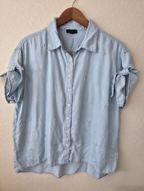 Current Air Los Angeles Denim Short Sleeve Chambray Sz Small Oversized